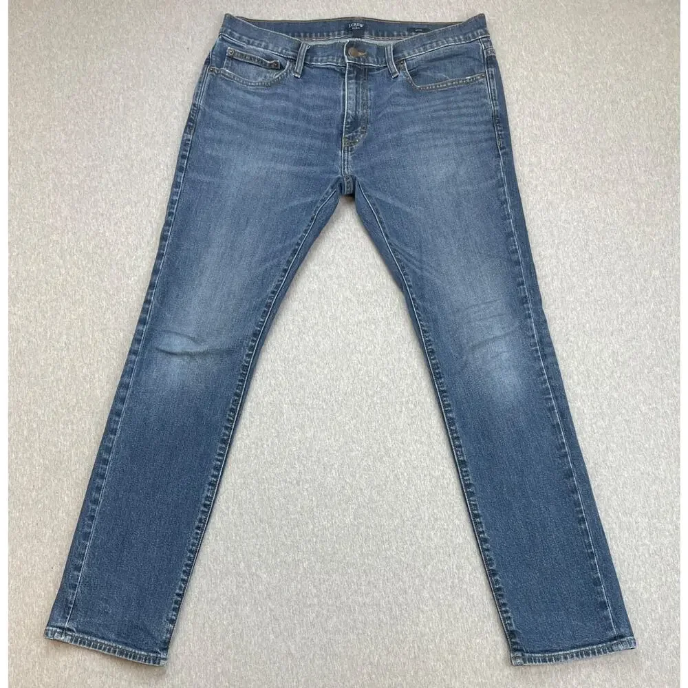 J‎ Crew Jeans Mens 34 x 30 Blue Denim Cotton Blend Stretch Slim Fit